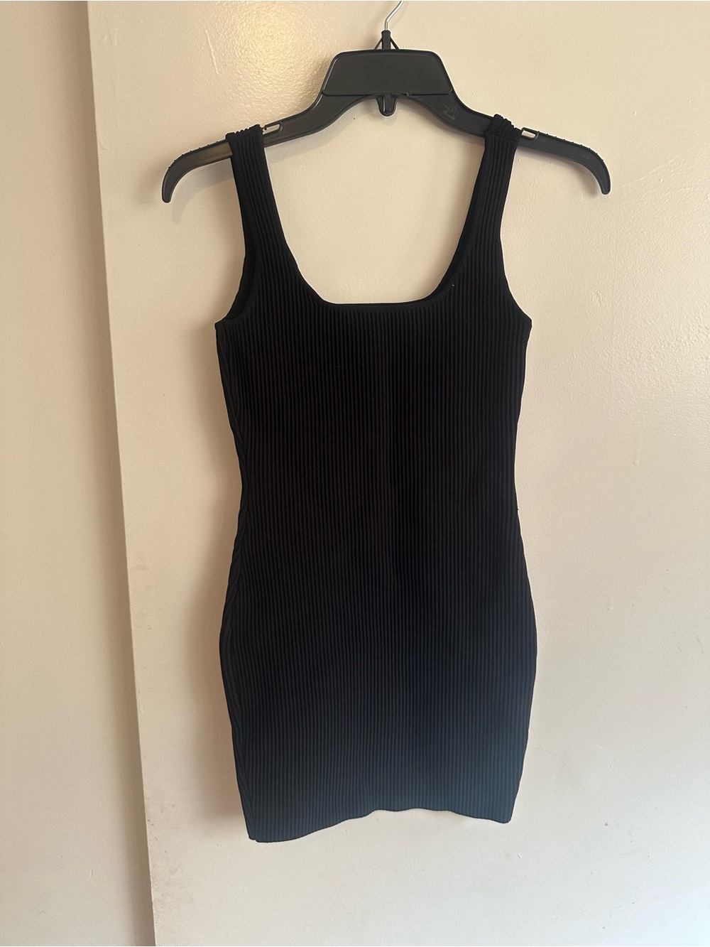 Princess Polly Black Ribbed Square-Neck Mini